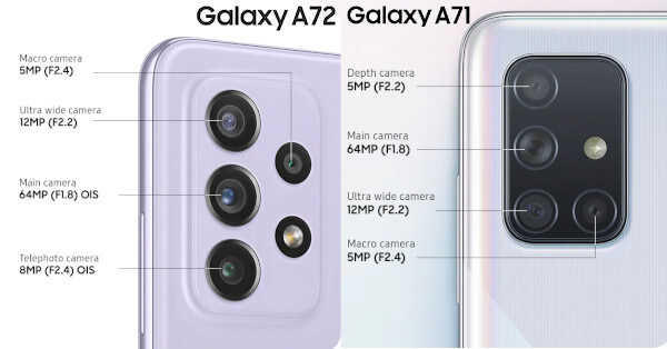 Samsung Galaxy A71 vs A72 camera